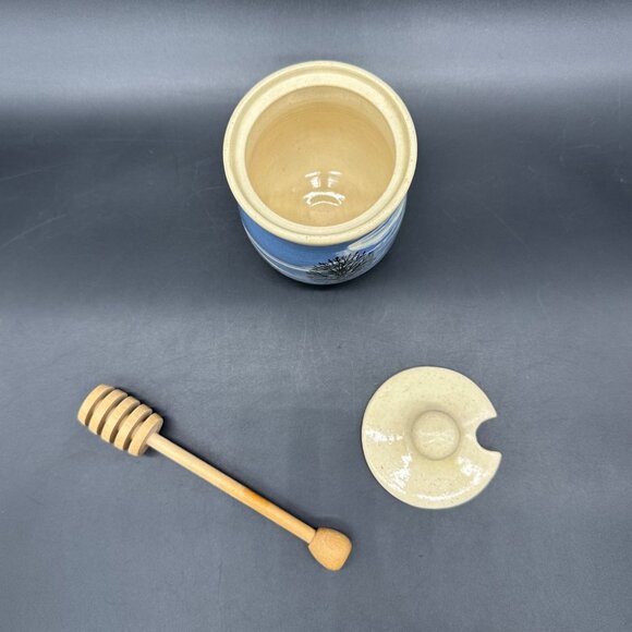 Sevierville Pottery Honey Pot Dipper Blue Skies Trees Studio Art Tennessee - Picture 6 of 9